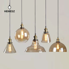HEIKESZ Vintage Industrial Ceiling Light Loft Bar Restaurant Creative Glass Pendant Lamp for Clothing Store