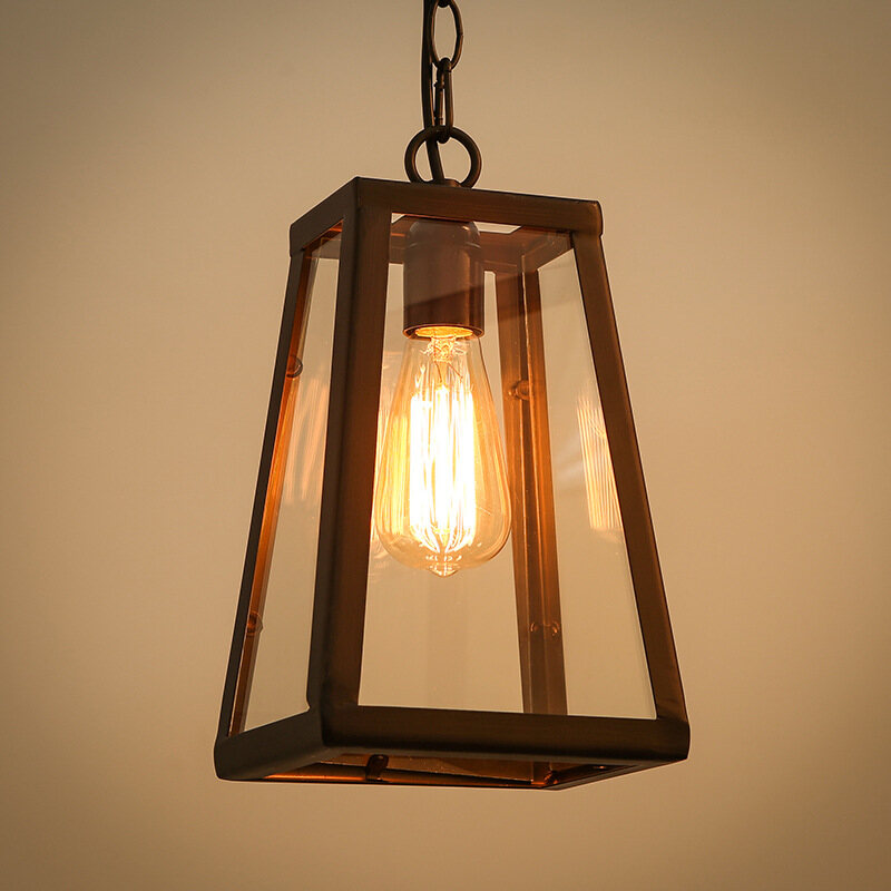 HEIKESZ Loft American Creative Personalized Iron Industrial Style Dining Room Chandelier Living Room Restaurant Glass Box Retro Lamp american style retro outdoor wall lamp indoor retro bedroom lamp american-style Industrial wind