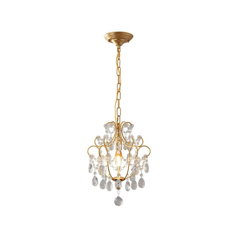HEIKESZ Vintage American Crystal Pendant Light French Style Mid Century Modern Chandelier for Dining Room Corridor Balcony Living Room Bedroom Luxury Lighting