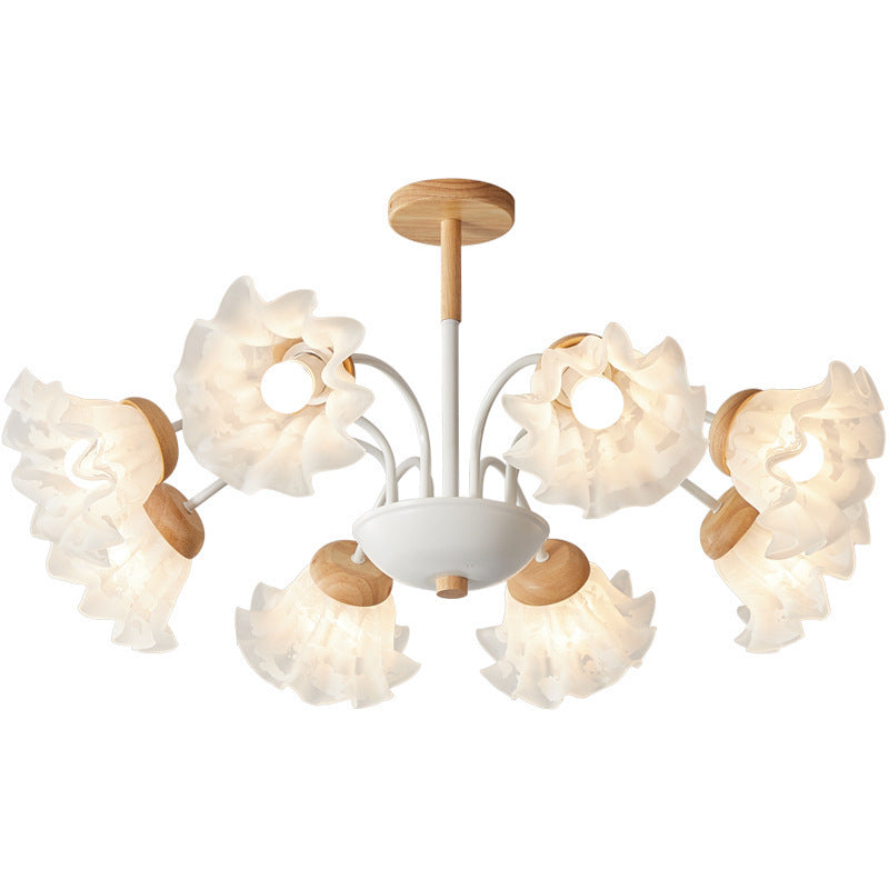 HEIKESZ Nordic living room chandelier solid wood bedroom lighting creative lily of the valley children's room lighting French cream wind retro dining room lighting fixtures for celling lighting