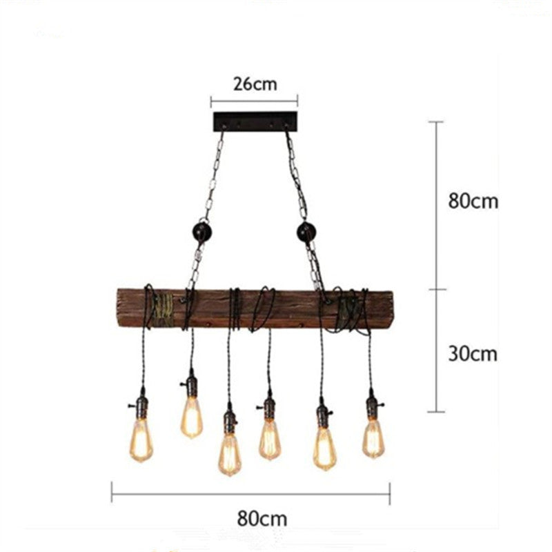 HEIKESZ American Retro Industrial Style Chandelier Restaurant Bar Bar Table Restaurant Lamps Balsa Boat Wood Distressed Strip Multi-Head Light LED Light for Bedroom Night Aesthetic Room Lamp