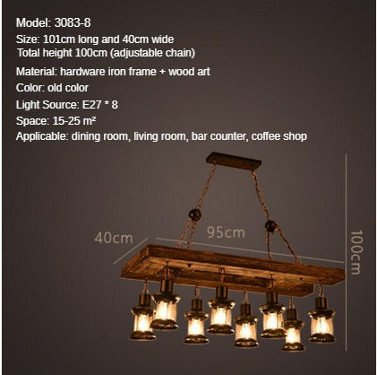 HEIKESZ American Retro Industrial Style Restaurant Coffee Shop Boat Wooden Chandelier Creative Bar Restaurant Box Nostalgic Wood Lamps LED Light for Bedroom Night Aestitic Room Lamp