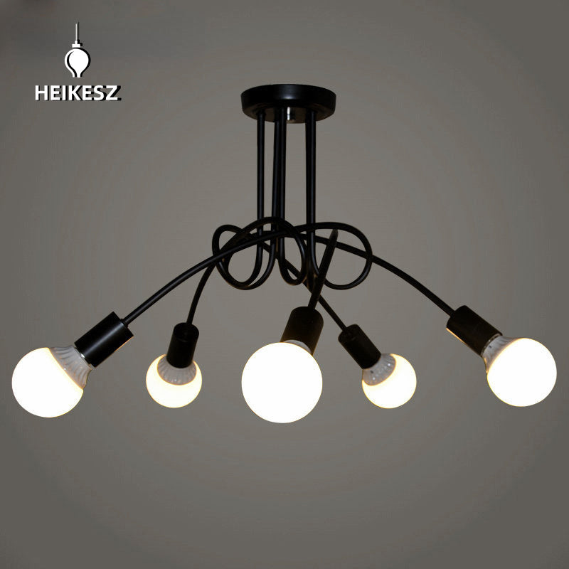 HEIKESZ Creative American Wrought Iron Restaurant Chandelier Retro LOFT Industrial Style Chandelier Simple Led Dining Lamp american style retro outdoor indoor retro bedroom lamp american-style Industrial wind