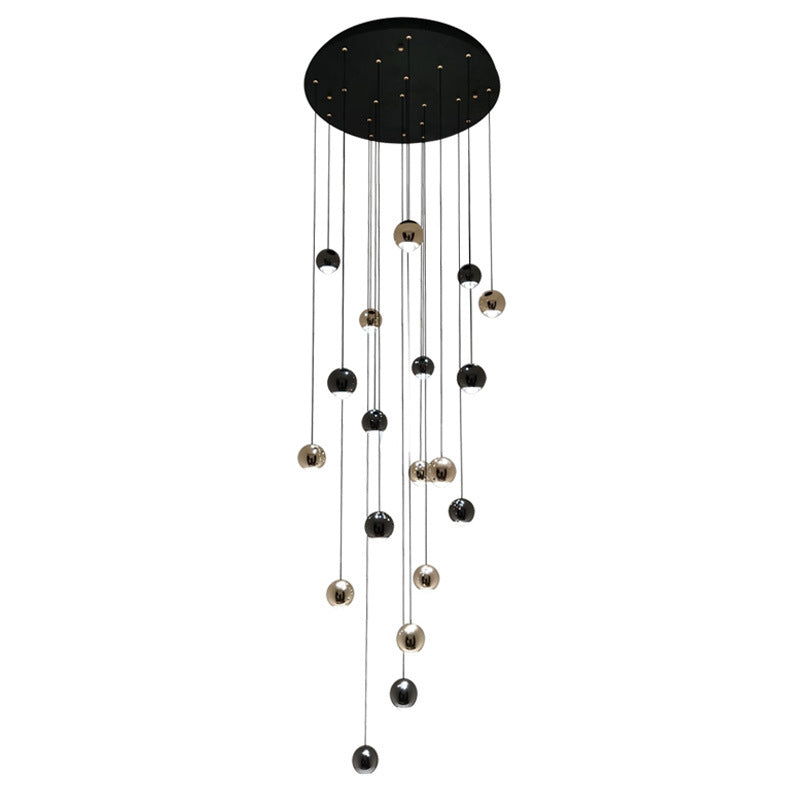 HEIKESZ Luxury Crystal Rotating Staircase Chandelier Modern Minimalist LED Ceiling Light for Living Room Dining Kitchen Bedroom
