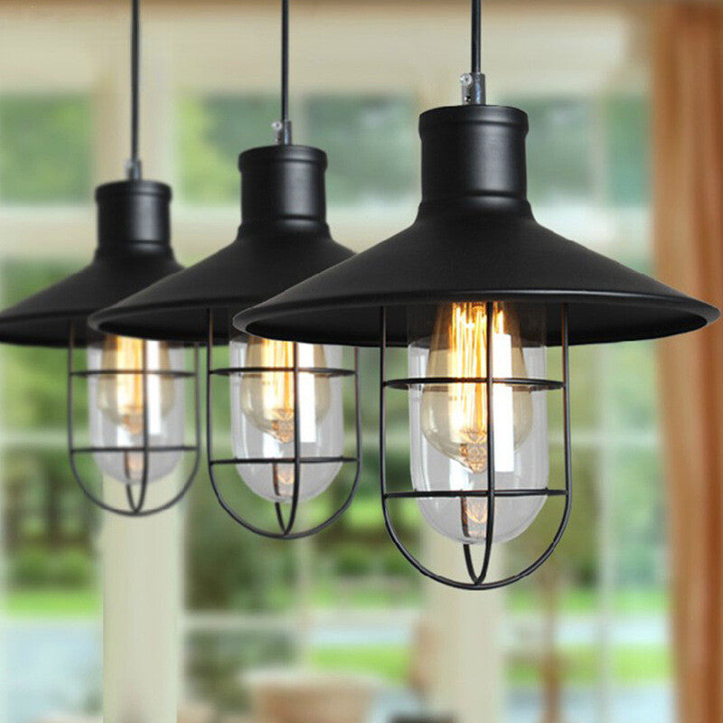 HEIKESZ American Country Creative Retro Iron Art Industrial Style Bar Lamp Small Iron Cage Lampshade Bar Coffee Shop Chandelier american style retro outdoor indoor retro bedroom lamp american-style Industrial wind