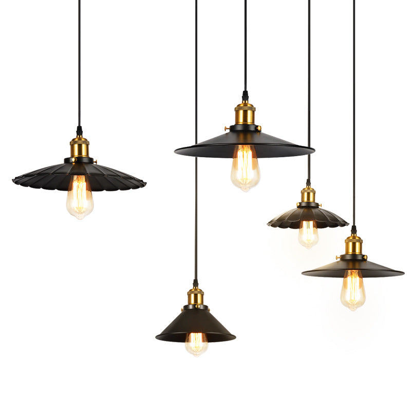 HEIKESZ Cross-Border Hot Droplight Guest Restaurant Bar Creative Coffee Shop Clothing Store Window Pot Cover UFO Black Dress Droplight LED Light for Bedroom Night Aesthetic Room Lamp