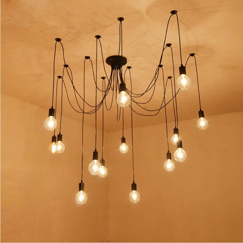HEIKESZ Retro Long-Line Tiantian Loose Flower Chandelier Nordic Guest Restaurant Coffee Shop Multi-Head Bed & Breakfast Bedroom Decoration Chandelier LED Light for Bedroom Night Aesthetic Room Lamp