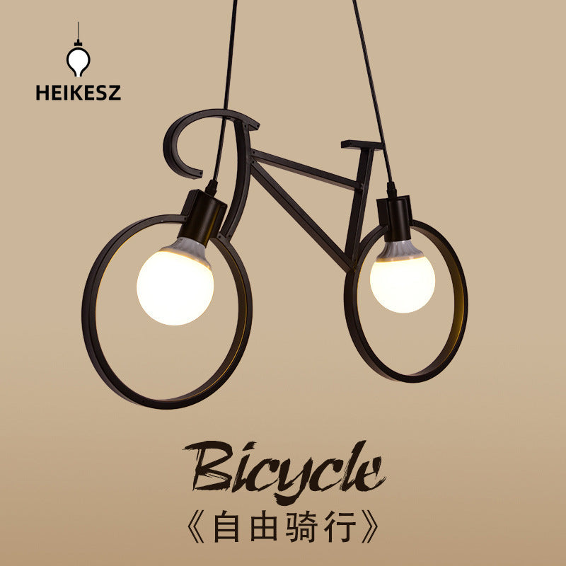HEIKESZ Modern Minimalist Creative Bicycle Chandelier Living Room Bedroom Children's Room Balcony Study Room Decoration Bar Counter Iron Droplight LED Light for Bedroom Night Aesthetic Room Lamp
