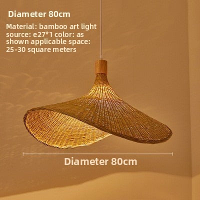 HEIKESZ Cross-border bamboo chandelier New Chinese style tea room rattan art South East Asia Japanese style lamp straw hat lamp staircase bamboo art lamp light fixtures for celling light