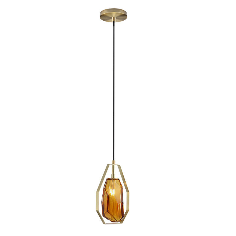 HEIKESZ Nordic restaurant chandelier bedroom bedside modern simple glass designer bar desk study brown soot chandelier lamp light fixtures for celling light