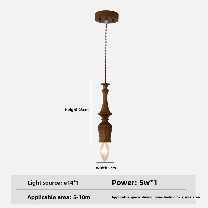 Japanese Retro Wooden Pendant Light Wabi Sabi Style Handmade Solid Wood Ceiling Lamp for Restaurant Bedroom Study Bar
