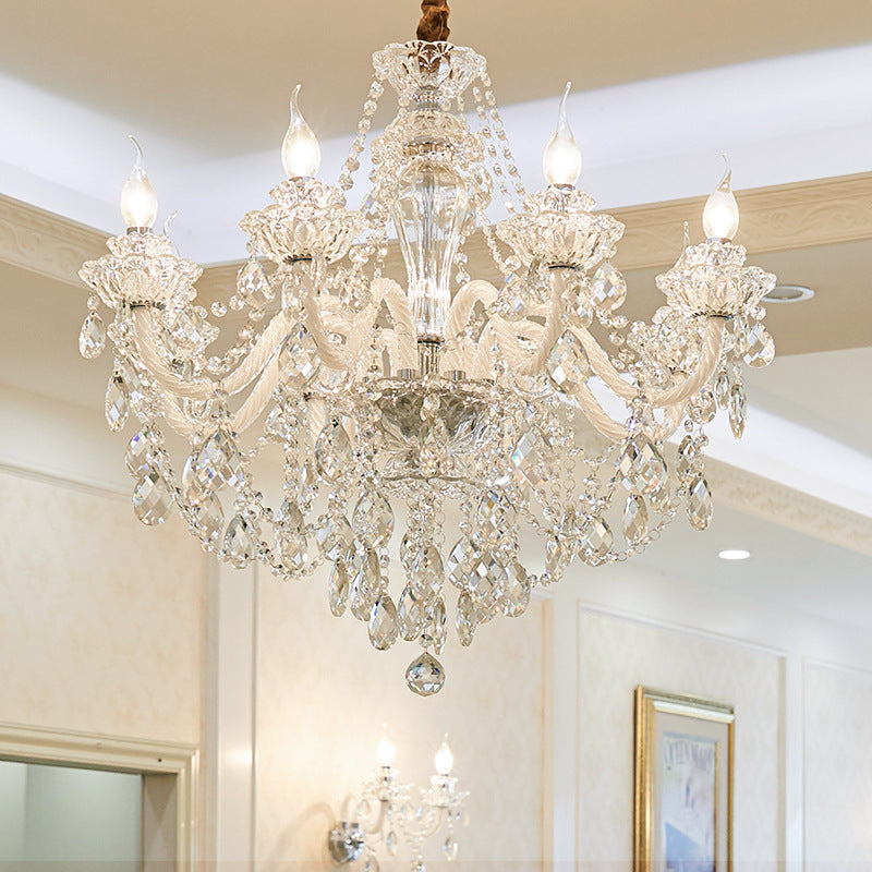 HEIKESZ French Chandelier Crystal Ceiling Light Modern Simple Living Room Bedroom Study European Restaurant Hotel Lobby Lighting Fixture
