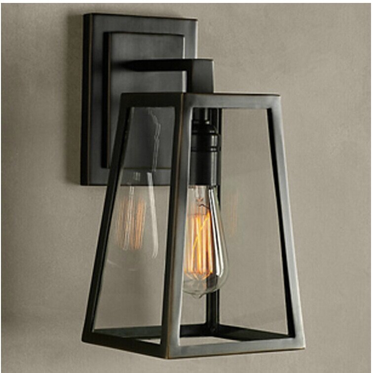 HEIKESZ American Country Retro Restaurant Bar Counter Aisle Wall Lamp Iron Glass Box Decoration Wall Lamp american style retro outdoor indoor retro bedroom lamp american-style Industrial wind