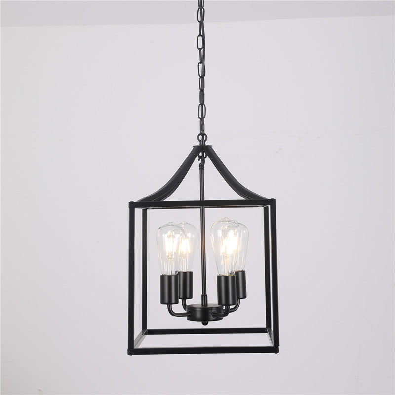 HEIKESZ American Industrial Style Iron Frame Chandelier Dining Room/Living Room Bar Coffee Snack Milk Tea Shop Lamp Exclusive for Cross-Border Iron Lamp LED Light for Bedroom Night Aesthetic Room Lamp