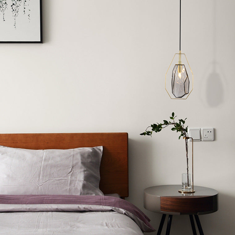 HEIKESZ Nordic restaurant chandelier bedroom bedside modern simple glass designer bar desk study brown soot chandelier lamp light fixtures for celling light
