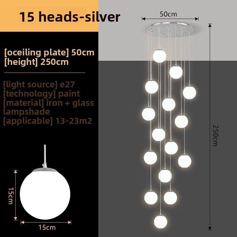 HEIKESZ Nordic modern simple revolving staircase long chandelier duplex building apartment high villa living room building middle floor chandelier lamp light fixtures for celling light