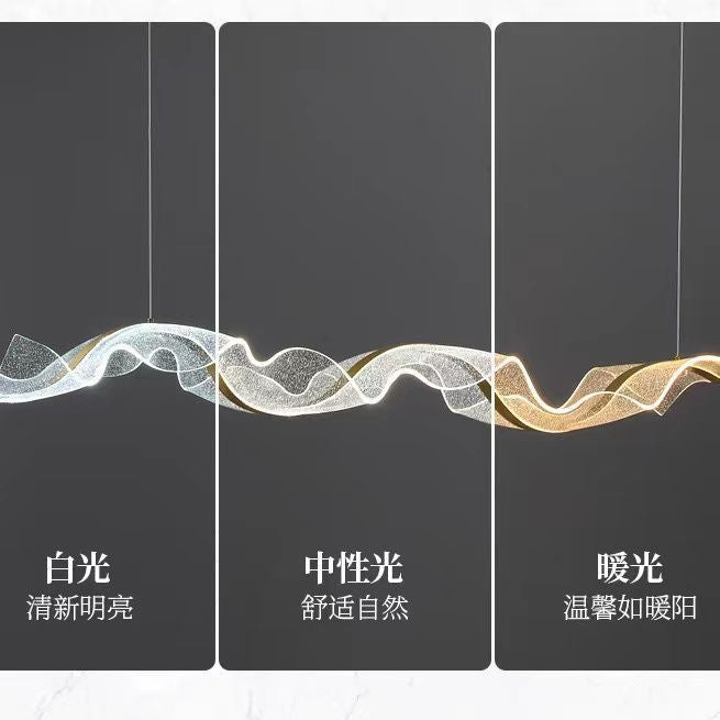 HEIKESZ Creative Ribbon Chandelier Modern Minimalist Luxury Designer Lamp for Restaurant Bar Living Room Artistic Light