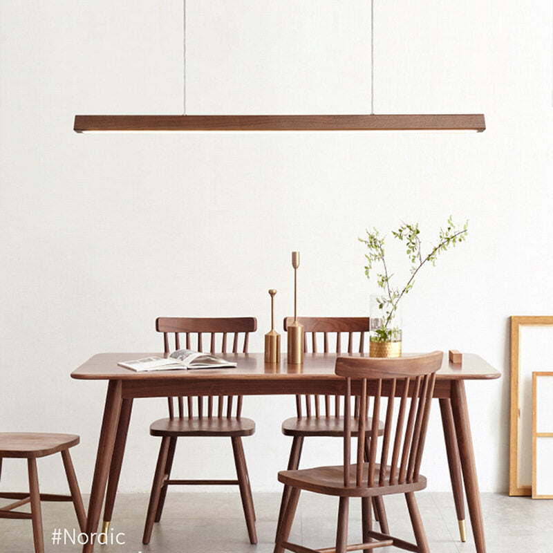 HEIKESZ Log Chandelier Long Japanese Bar Tea Room Solid Wood Warm Lighting for Living Bedroom Office Ceiling Lamp