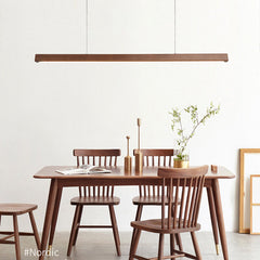 HEIKESZ Log Chandelier Long Japanese Bar Tea Room Solid Wood Warm Lighting for Living Bedroom Office Ceiling Lamp