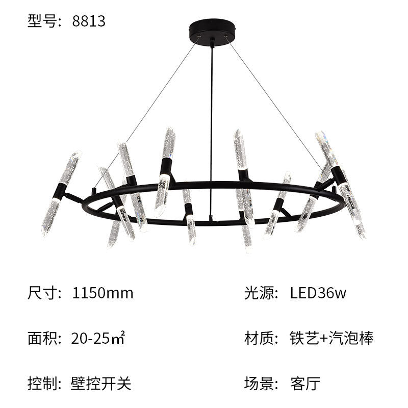 HEIKESZ Nordic Luxury Ceiling Light Modern Crystal Bubble Chandelier for Living Room Dining Bar Stylish Round Pendant Lamp