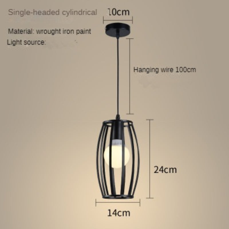 HEIKESZ Nordic Simple Chandelier Restaurant Coffee Shop Creative Wrought Iron Small Droplight Bar Snack Milk Tea Shop Single Head Special Offer Light LED Light for Bedroom Night Aesthetic Room Lamp