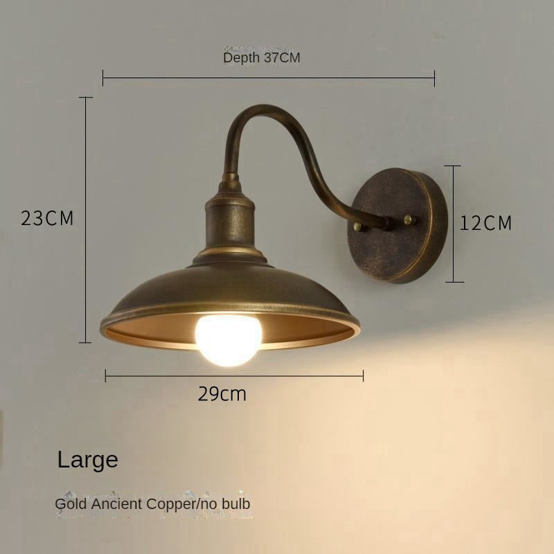 HEIKESZ Loft Vintage Industrial Style Pot Cover Wall Lamp American Simple Iron Wall Lamp Aisle Corridor Warehouse Balcony Dining-Room Lamp LED Light for Bedroom Night Aesthetic Room Lamp