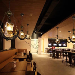 HEIKESZ American Retro Industrial Style Restaurant Cafe Leisure Bar Counter Creative Snacks Milk Tea Hotpot Restaurant Resin Chandelier LED Light for Bedroom Night Aesthetic Room Lamp