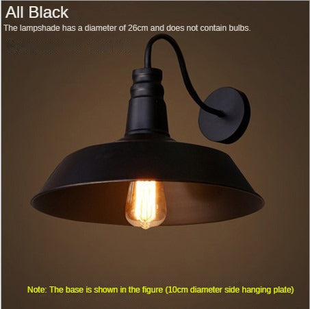 HEIKESZ Loft Vintage Industrial Style Pot Cover Wall Lamp American Simple Iron Wall Lamp Aisle Corridor Warehouse Balcony Dining-Room Lamp LED Light for Bedroom Night Aesthetic Room Lamp