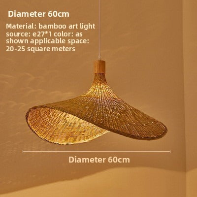 HEIKESZ Cross-border bamboo chandelier New Chinese style tea room rattan art South East Asia Japanese style lamp straw hat lamp staircase bamboo art lamp light fixtures for celling light