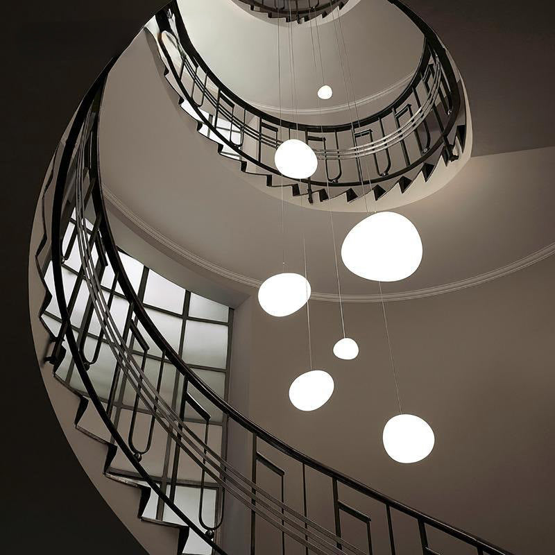 HEIKESZ Danish Creative Pebble Chandelier Modern Loft Living Room Duplex Rotating Stairs Egg Lamp
