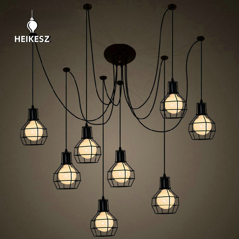 HEIKESZ Fairy Loose Flower Chandelier Creative American Country Iron Droplight Iron Cage Industrial Style Simple Multi-Head american style retro outdoor indoor retro bedroom lamp american-style Industrial wind