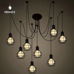 HEIKESZ Fairy Loose Flower Chandelier Creative American Country Iron Droplight Iron Cage Industrial Style Simple Multi-Head american style retro outdoor indoor retro bedroom lamp american-style Industrial wind