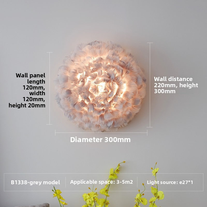 HEIKESZ Feather Wall Sconce 2026 Trendy Design Minimalist Aesthetic Cozy Romantic Bedside Lighting for Modern Home
