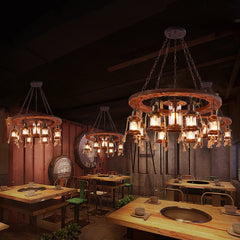 HEIKESZ Retro boat wood chandelier restaurant bar light restaurant table light creative industrial style American personalized lighting