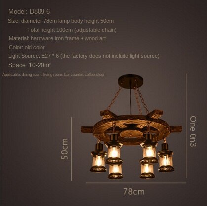 HEIKESZ 【One-year warranty, free shipping】American Retro Industrial Style Restaurant Coffee Shop Boat Wooden Decorative Chandelier Creative Bar Restaurant Box Nostalgic Lamps