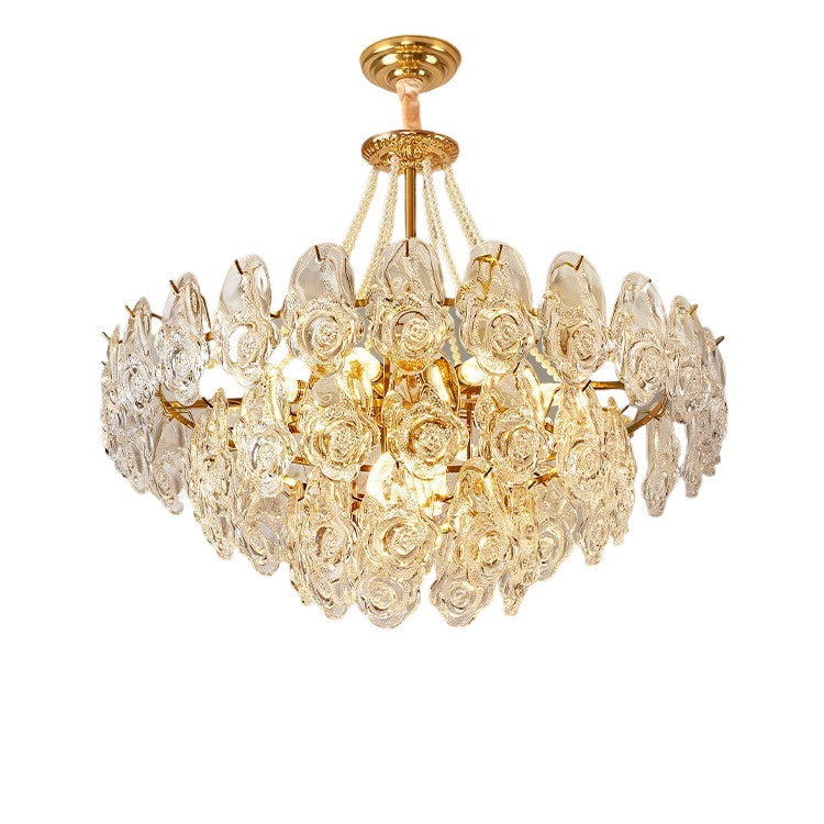 HEIKESZ French light luxury living room chandelier modern hall main light 2024 new creative cream wind rose dining room light lamp light fixtures for celling light
