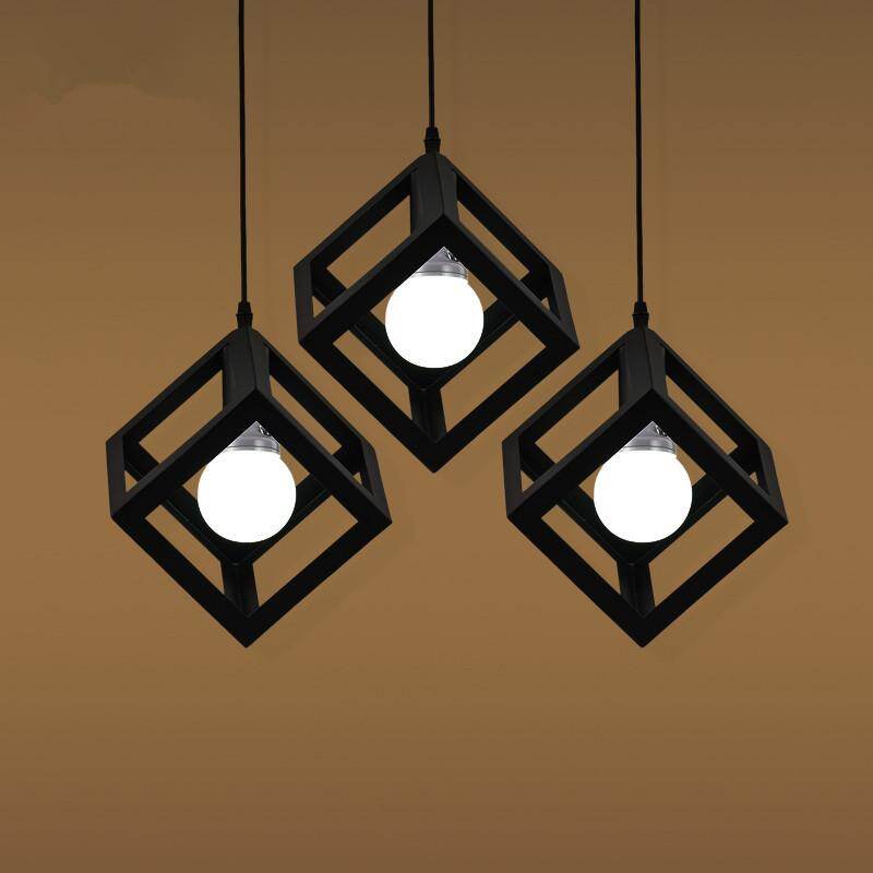 HEIKESZ American Creative Iron Restaurant Retro Industrial Style Loft Chandelier Simple Single-Head Bedroom Square Chandelier american style retro outdoor indoor retro bedroom lamp american-style Industrial wind