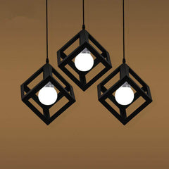 HEIKESZ American Creative Iron Restaurant Retro Industrial Style Loft Chandelier Simple Single-Head Bedroom Square Chandelier american style retro outdoor indoor retro bedroom lamp american-style Industrial wind