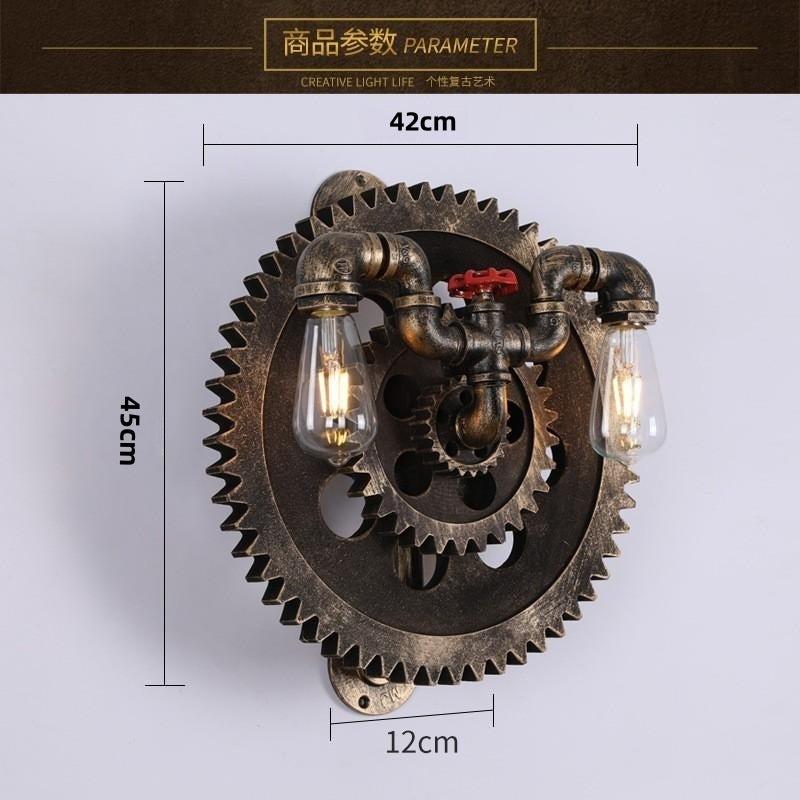 HEIKESZ Industrial Style Creative Guest Restaurant Coffee Hotel Bar Aisle Corridor Snack Hot Pot Shop Personality Gear Wall Lamp LED Light for Bedroom Night Aesthetic Room Lamp