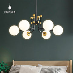 HEIKESZ Nordic Modern Glass Pendant Light Creative Living Room Bedroom Study Dining Room Ceiling Lamp Designer Lighting