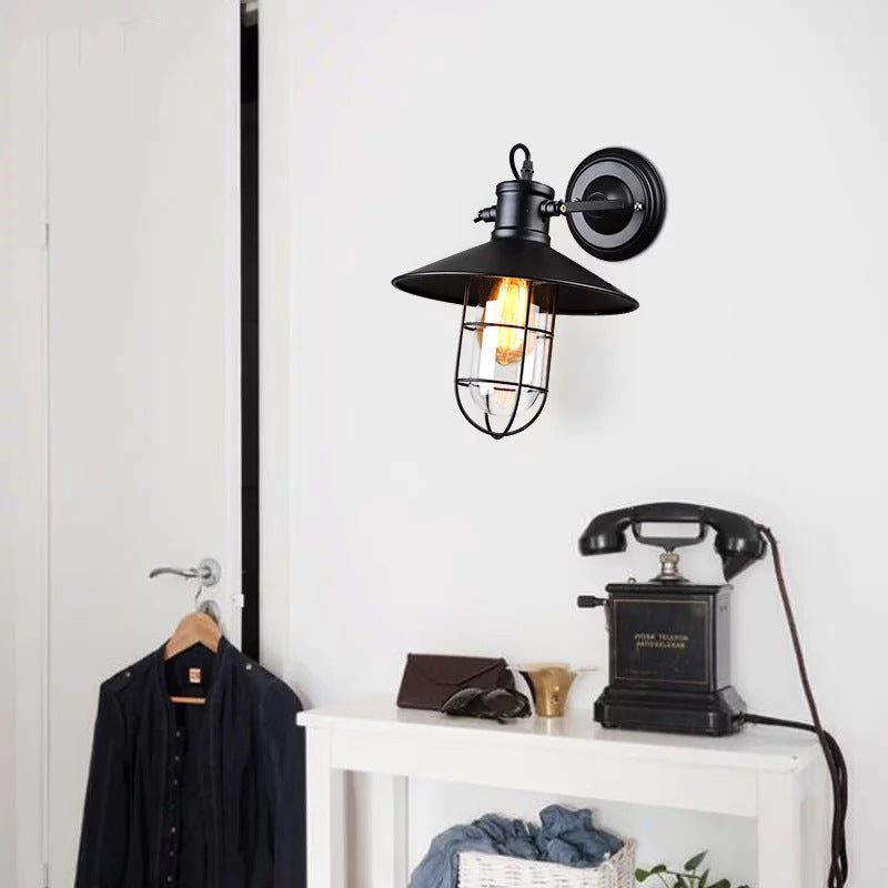 HEIKESZ Exclusive for Cross-Border American Retro Iron Art Creative Wall Lamp Personality Bar Aisle Foyer Cafe Industrial Wall Lamp LED Light for Bedroom Night Aesthetic Room Lamp