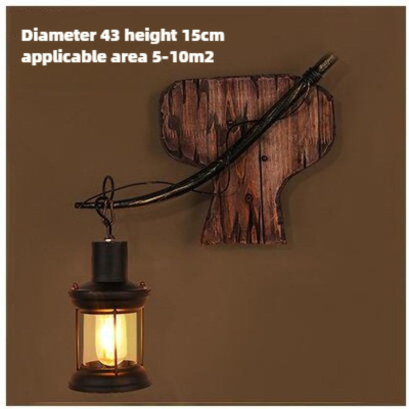 HEIKESZ American retro boat wood wall lamp restaurant shop lamp loft industrial style creative bar counter aisle nostalgic lamp