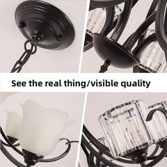 HEIKESZ Modern Luxury Iron Crystal Ceiling Light Zhongshan Lighting for Dining Room Villa Hall Bedroom Simple American Style Chandelier