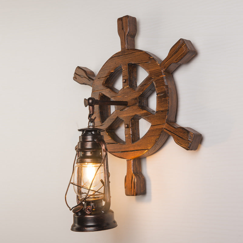 HEIKESZ New creative rudder American country retro industrial style old wall lamp restaurant bar bar art wall lamp