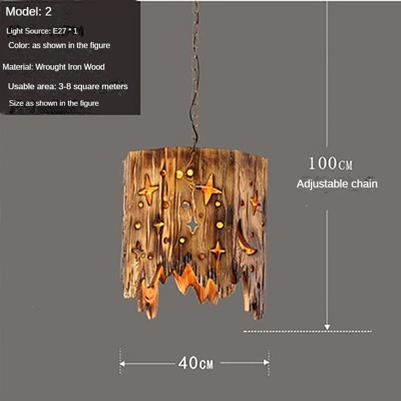 HEIKESZ American Retro Industrial Style Restaurant Coffee Shop Pub Bar Creative Wood Chandelier Cross-Border Solid Wood Bamboo Artwork Lamps LED Light for Bedroom Night Aesthetic Room Lamp