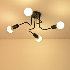 HEIKESZ American Creative Personality Retro Iron Art Ceiling Lamp Nordic Modern Minimalist Clothing Store Bedroom Dining Room Bending Light american style retro outdoor indoor retro bedroom lamp american-style Industrial wind