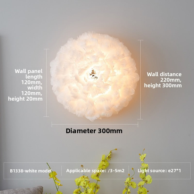 HEIKESZ Feather Wall Sconce 2026 Trendy Design Minimalist Aesthetic Cozy Romantic Bedside Lighting for Modern Home