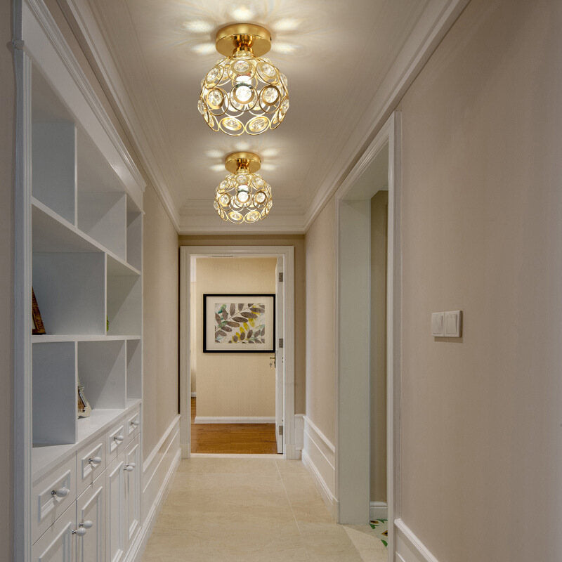 HEIKESZ Creative Unique Crystal Aisle Corridor Light Simple Modern Hallway Entrance Foyer European Balcony Small Ceiling Light american style retro outdoor indoor retro bedroom lamp american-style Industrial wind