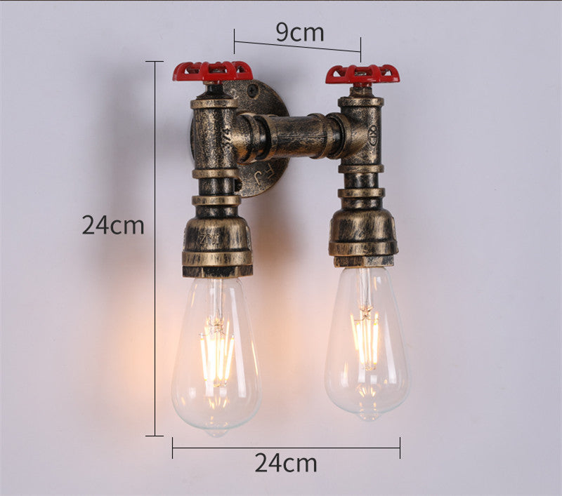 HEIKESZ American Retro Pipe Wall Lamp Creative Industrial Style Restaurant Bar Coffee Shop Corridor Shop Nostalgic Wall Lamp LED Light for Bedroom Night Aesthetic Room Lamp