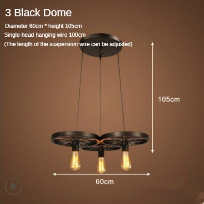 HEIKESZ LOFT Industrial Wind Restaurant and Cafe Pendant Lamp American Retro Bar Clothing Store Decorative Personality Wheel Decoration Light LED Light for Bedroom Night Aestitic Room Lamp